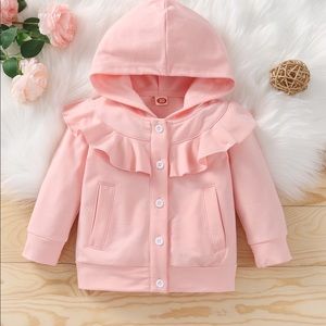 Button up hooded sweatshirt.